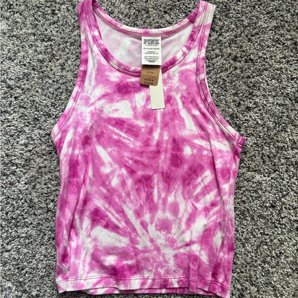 Pink tie dye tank top